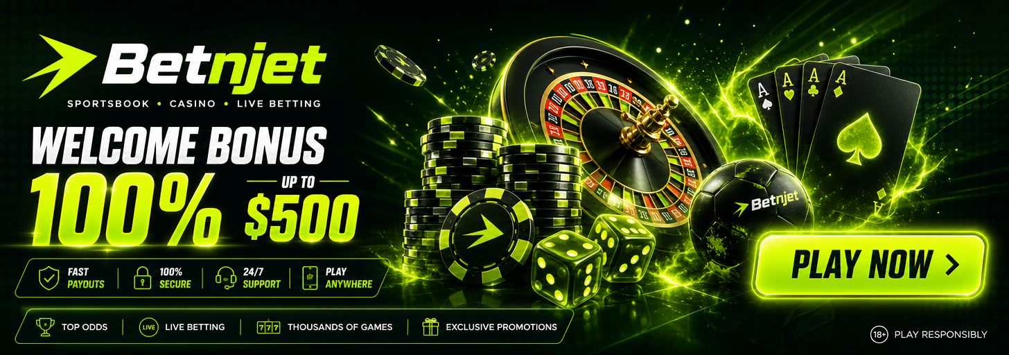 Betnjet β 100% Welcome Bonus up to $500. Bet Now.